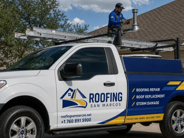 Roofing professional working in the San Marcos area